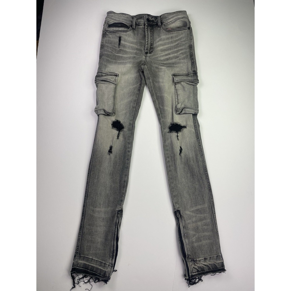 Rockstar Original Jeans Mens 30 Pants Ultra Slim Black Charcoal Zippered Ankles